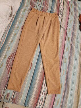 Shein Light Brown/Khaki Womens Textured Slacks with pockets- LARGE